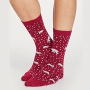 Thought Bamboe Sokken - Actric Polar Bear Redcurrant Red Comfortabele sokken van bamboe en bio-katoen