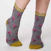 Thought Bamboe Sokken - Rosa Flamingo Pebble Grey Comfortabele sokken van bamboe en bio-katoen