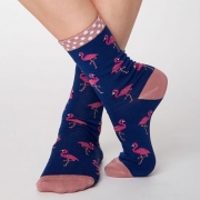 Thought Bamboe Sokken - Rosa Flamingo Twilight Blue Comfortabele sokken van bamboe en bio-katoen