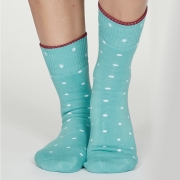 Thought Bio-Katoenen Sokken - Walker Dots Bright Turquoise Comfortabele, dikke sokken van bio-katoen
