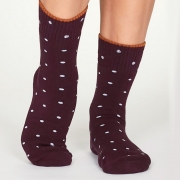 Thought Bio-Katoenen Sokken - Walker Dots Plum Purple Comfortabele, dikke sokken van bio-katoen