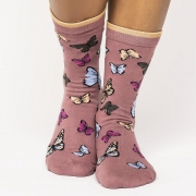 Thought Bio-Katoenen Sokken - Butterfly Rose Pink Comfortabele sokken van bio-katoen
