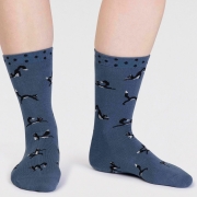 Thought Chaussettes Bambou - Yoga Cats Misty Blue 