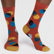 Thought Bio-Katoenen Sokken - Laurent Circles Clay Red Comfortabele sokken van bio-katoen