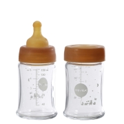 Hevea Planet Glazen Babyfles Natuurrubber - 150 ml (2) Set van 2 glazen babyflessen met natuurrubberen speen