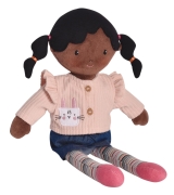 Tikiri Alicia lappenpop zwart haar (33 cm) Stijlvolle, zachte pop voor eindeloos knuffel- en speelplezier