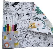 Koshi Wasbare Placemat/ Tekening Jungle Placemat om in te kleuren met stiften of waskrijtjes