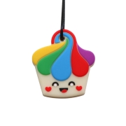 Jellystone Designs Bijtketting Cupcake Rainbow Bijtketting om te ontprikkelen in voedselveilige silicone