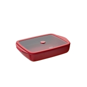 Pebbly Ovenschaal met Glazen deksel 1600 ml Cherrywood Rechthoekige ovenschaal/bewaardoos met hermetische afdichting, geschikt voor 3-4 personen