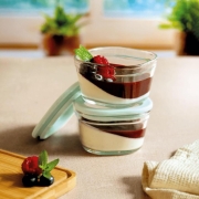 Pebbly Set van 2 Bewaardozen/ ovenschalen 240 ml Multifunctionele stapelbare bewaardozen/ ovenschalen van borosilicaatglas
