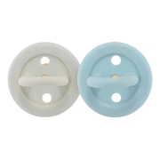 Hevea Planet HEVEA Bumi Bébé ronde fopspeen 0-3 maanden – 2-pack - Denim & Sage Fopspeen van 100% natuurrubber met ronde speen voor baby's 0-3 maanden
