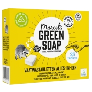 Marcel's Green Soap Tablettes pour lave-vaisselle (25) Tablettes pour lave-vaisselle à base de savons végétaux avec emballage biodégradable