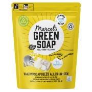 Marcel's Green Soap Capsules pour lave-vaisselle - All-in-One (25) Tablettes pour lave-vaisselle à base de savons végétaux avec emballage biodégradable