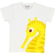 CoQ en PâTe T-Shirt Mibo Zeepaard - Wit - 1 jaar (74) Vrolijke t-shirt van bio-katoen
