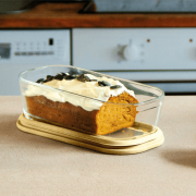 Pebbly Moule à gâteau en verre / Plat allant au four 560 ml Moule à gâteau en verre borosilicaté avec couvercle hermétique, pour la cuisson, la conservation et le transport