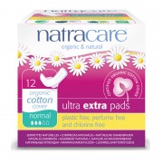 Natracare Maandverband Ultra Extra - Normal (12 st., vleugels) Biologisch afbreekbare maandverbanden van bio-katoen en cellulose