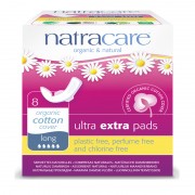 Natracare Maandverband Ultra Extra - Long (8 st., vleugels) Biologisch afbreekbare maandverbanden van bio-katoen en cellulose