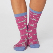 Thought Bamboe Sokken - Cute Cat Magenta Pink Comfortabele sokken van bamboe en bio-katoen